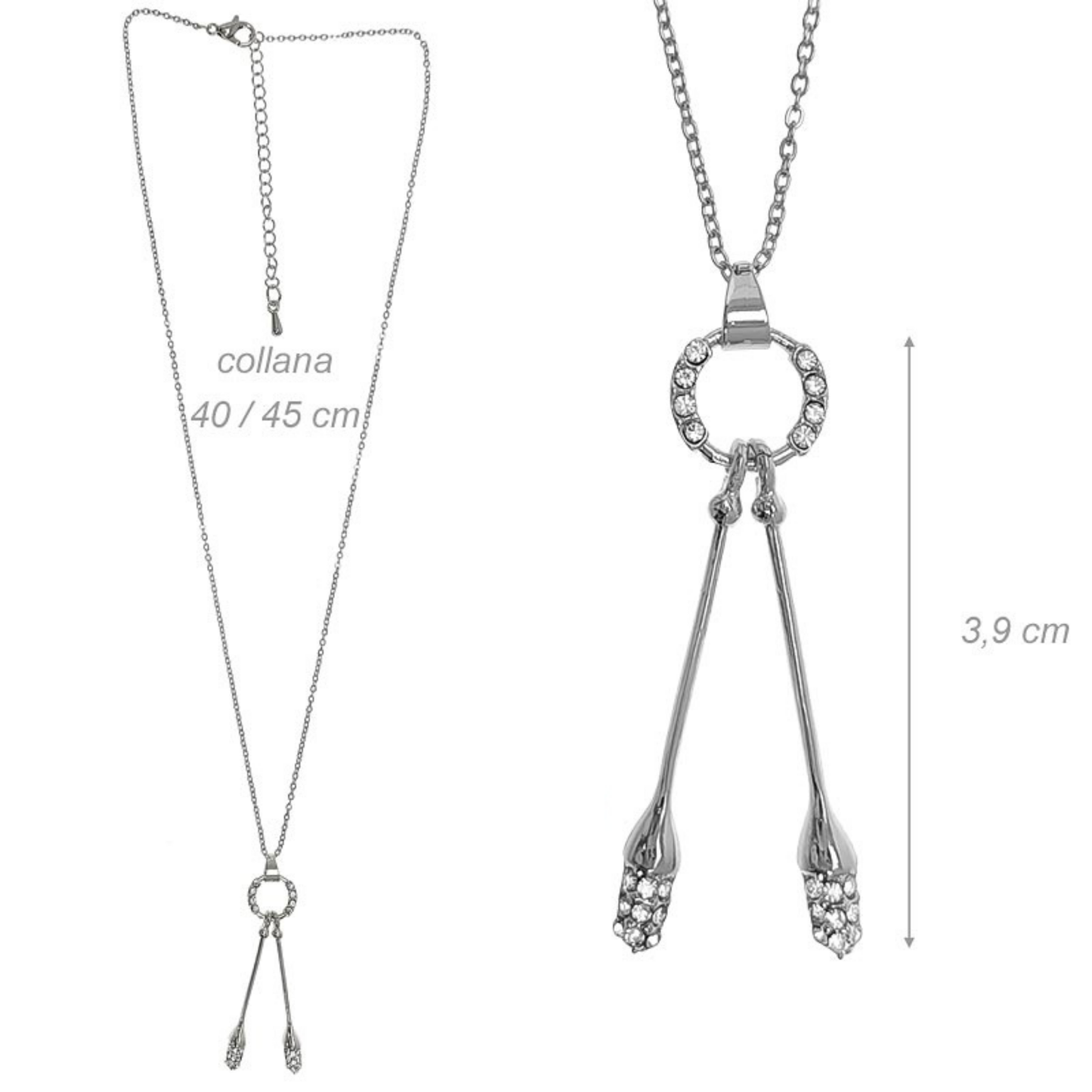 Collana con pendente clavette con strass