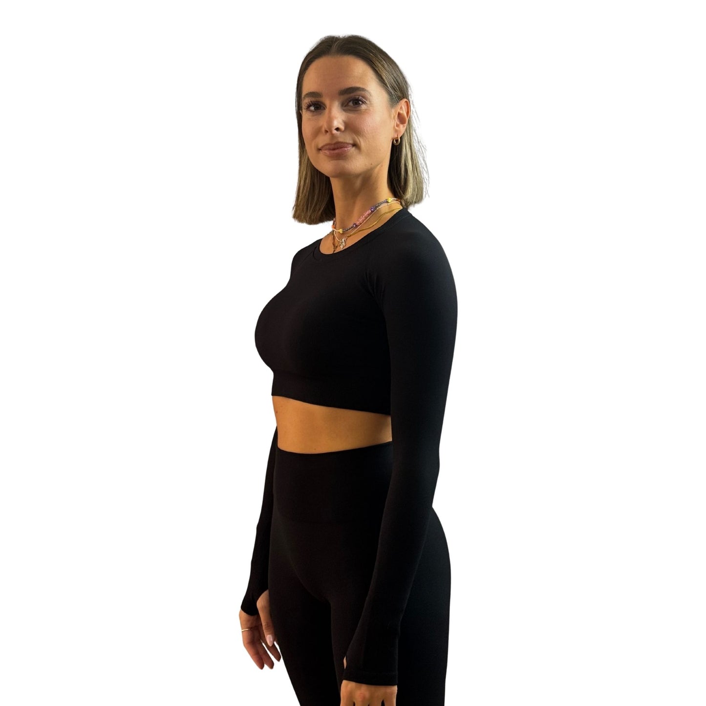 CROP TOP MANICA LUNGA JUMP - NERO