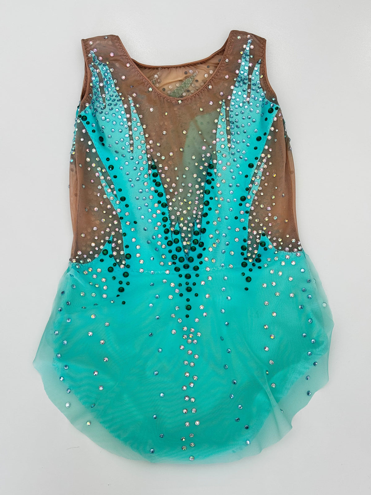 Body Ritmica Keshi – Acquamarina e Rete Nude con Strass