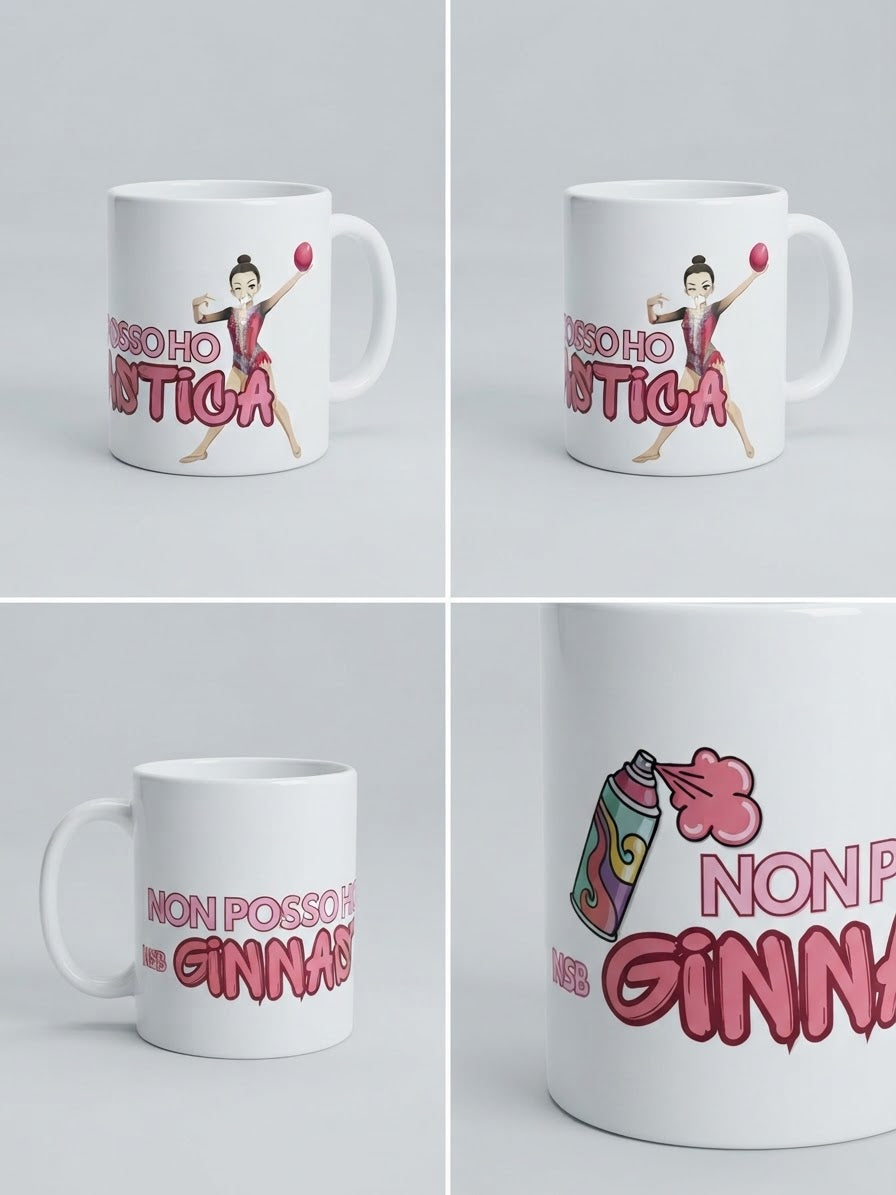 Tazza ritmica "Non posso ho ginnastica" – Design Ginnasta con Palla