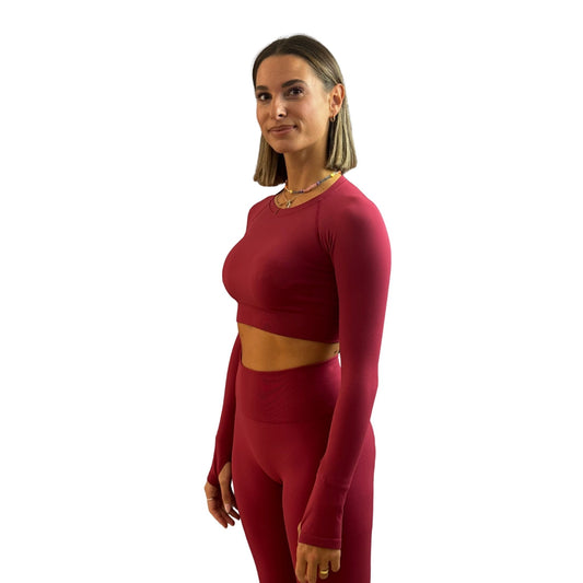 CROP TOP MANICA LUNGA JUMP - RUBINO