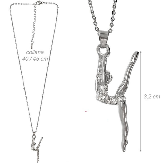 Collana con pendente ginnasta con strass