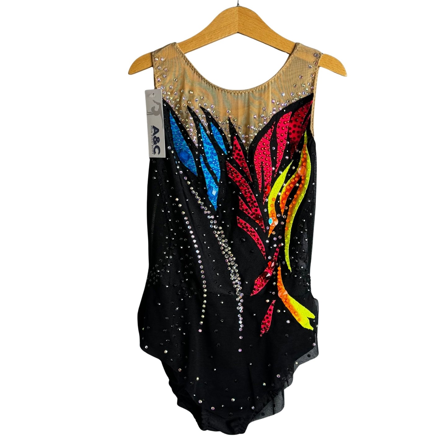 Body Ginnastica Ritmica Competizione Nero, Fiamme