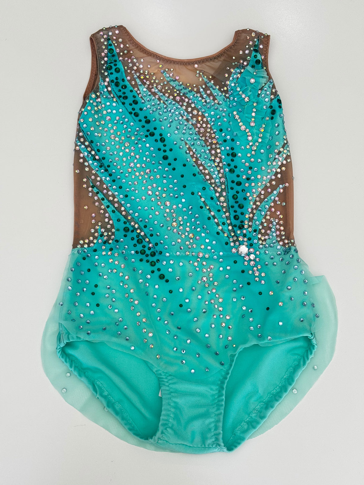 Body Ritmica Keshi – Acquamarina e Rete Nude con Strass