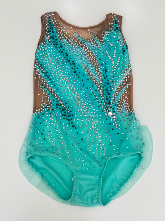Body Ritmica Keshi – Acquamarina e Rete Nude con Strass