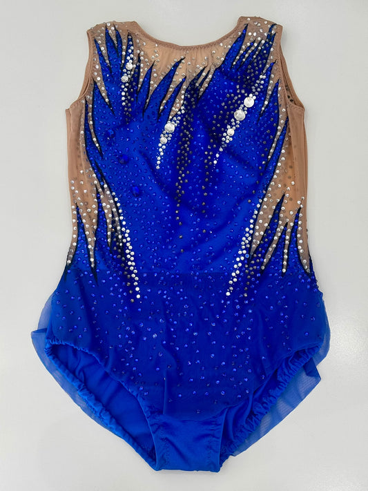 Body Ritmica Mabe – Blu Royal e Rete Nude con Strass