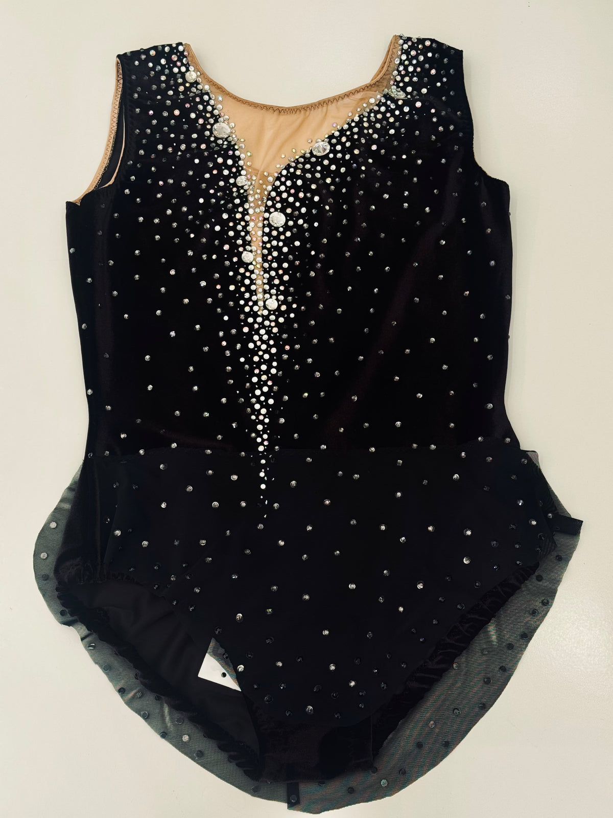 Body Ritmica Hanadama – Velluto Nero con Strass Cristallo