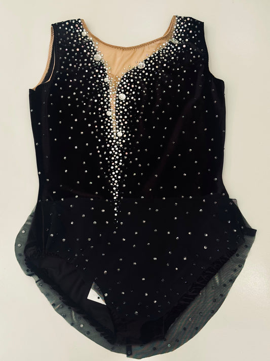 Body Ritmica Hanadama – Velluto Nero con Strass Cristallo