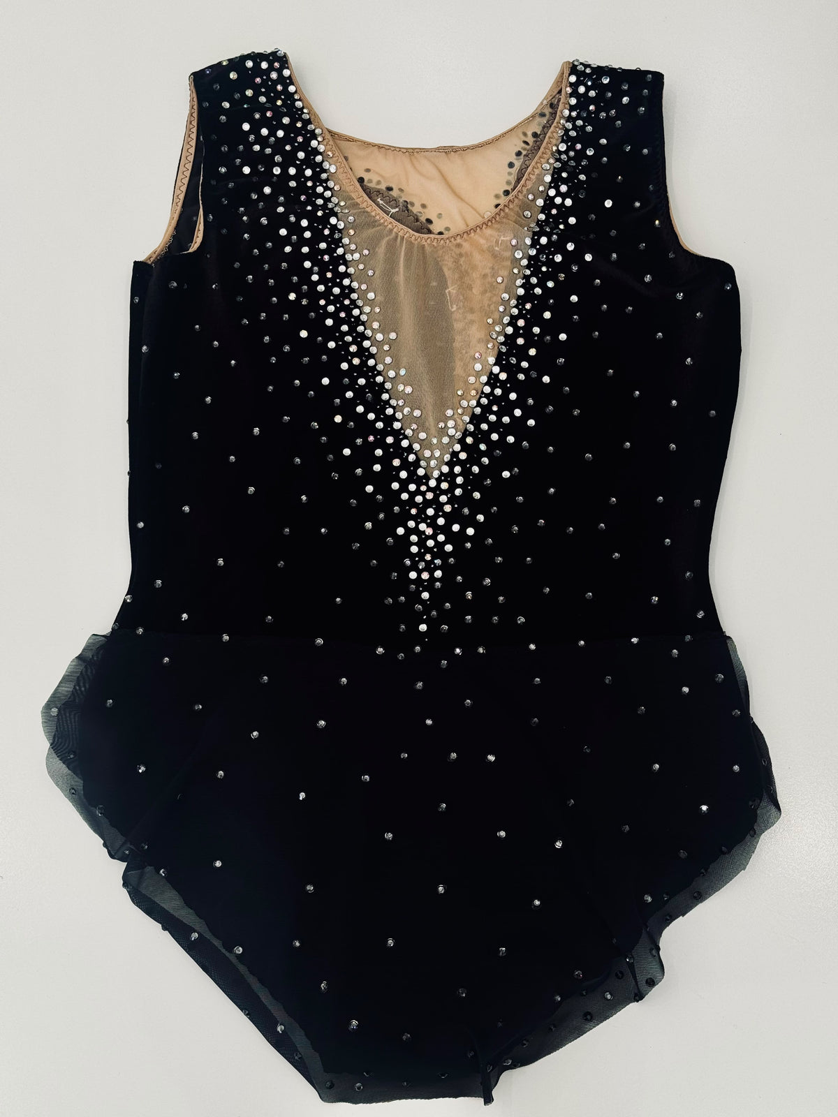Body Ritmica Hanadama – Velluto Nero con Strass Cristallo