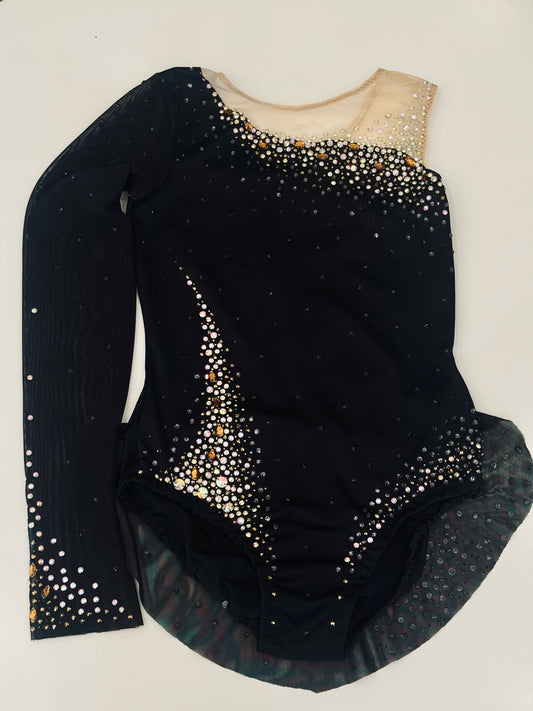 Body Ritmica Sulu – Nero Monomanica con Strass Topazio