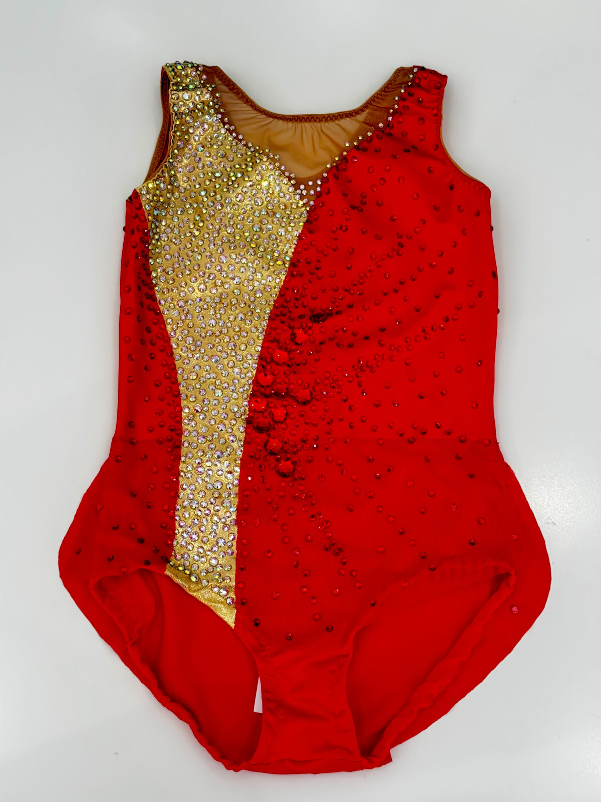 Body Ritmica Ceylon – Rosso e Oro con Strass
