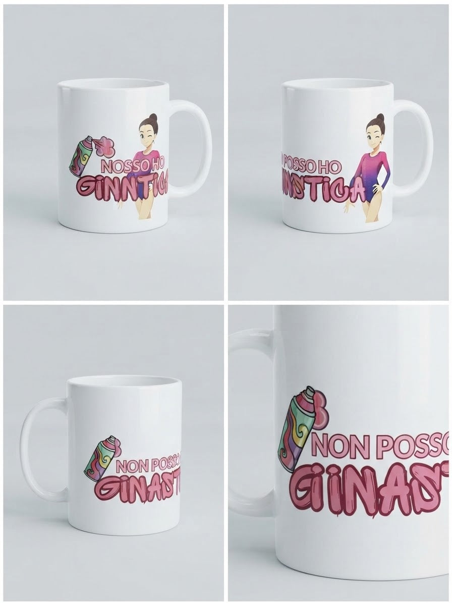 Tazza artistica  "Non posso ho ginnastica" – Design Ginnasta con Body Sfumato